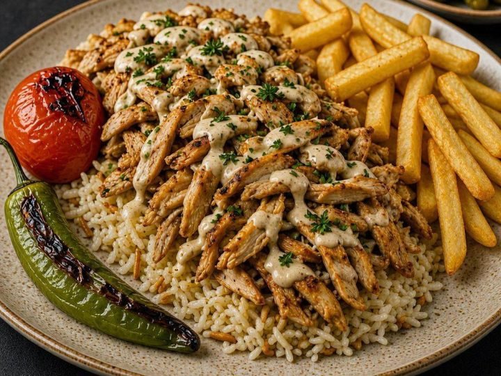 CHICKEN SHWARMA PLATE RICE & FRIES
